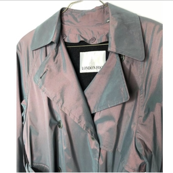 London Fog purple shimmering trench coat. - Picture 3 of 4